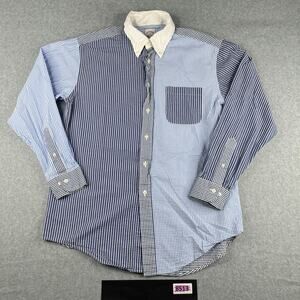 Brooks Brothers Madison Shirt Medium Blue Striped Button Up Long Sleeve Mens